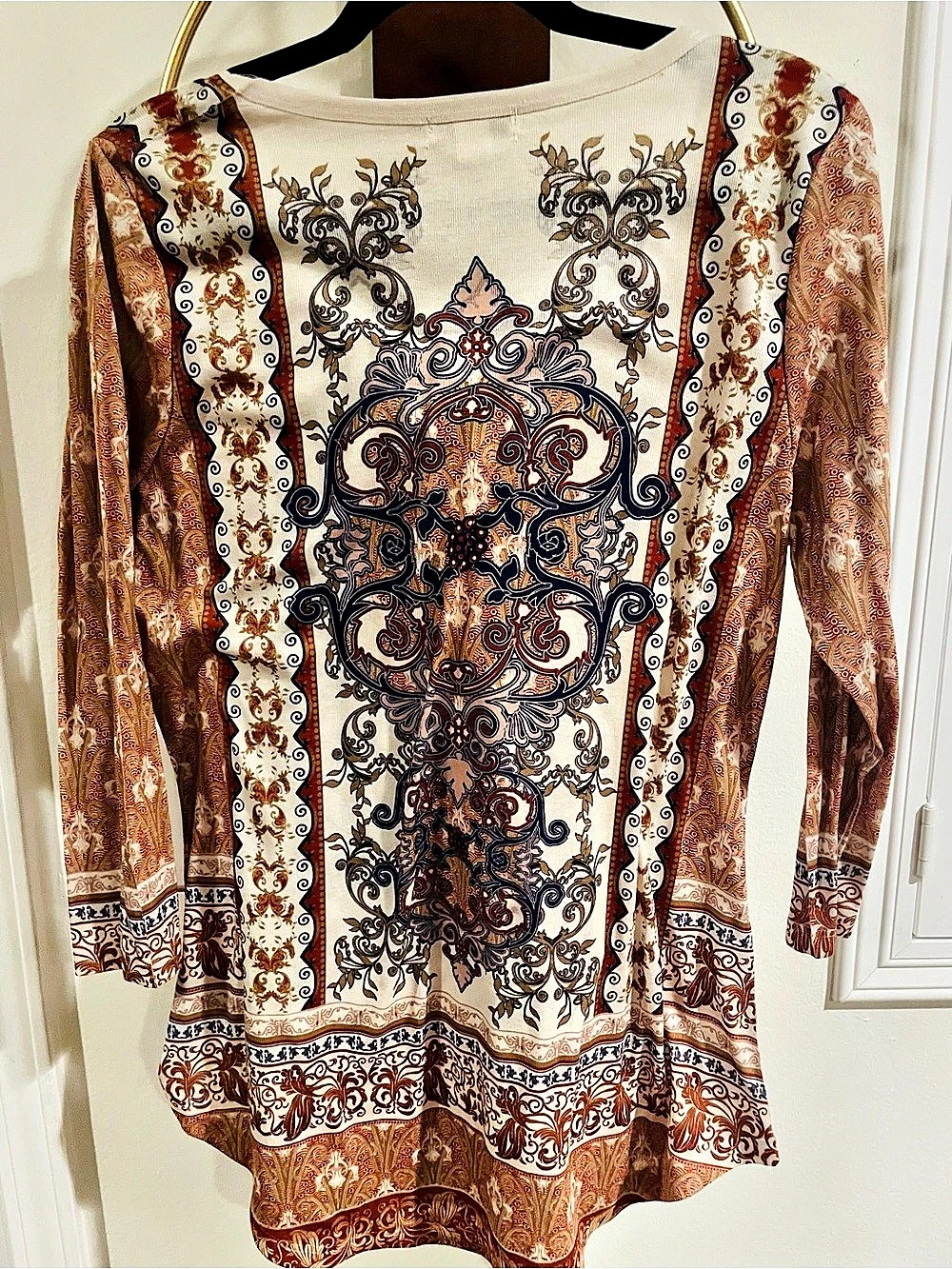 Unity Paisley Tunic in Brown & Cream Size Medium